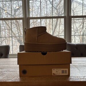 UGG Ultra Mini Platform Booties in Sand